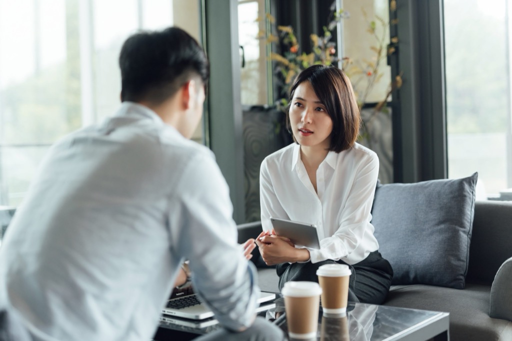 A Rockbell consultant in conversation with an F&B owner